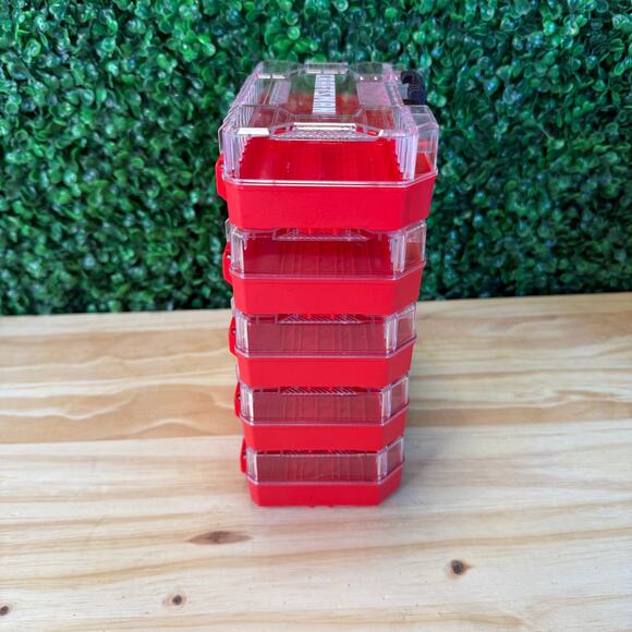 5 Pack Craftsman Versastack Compatible Hard Storage Case Bin Red Clear Top New - Picture 2 of 9